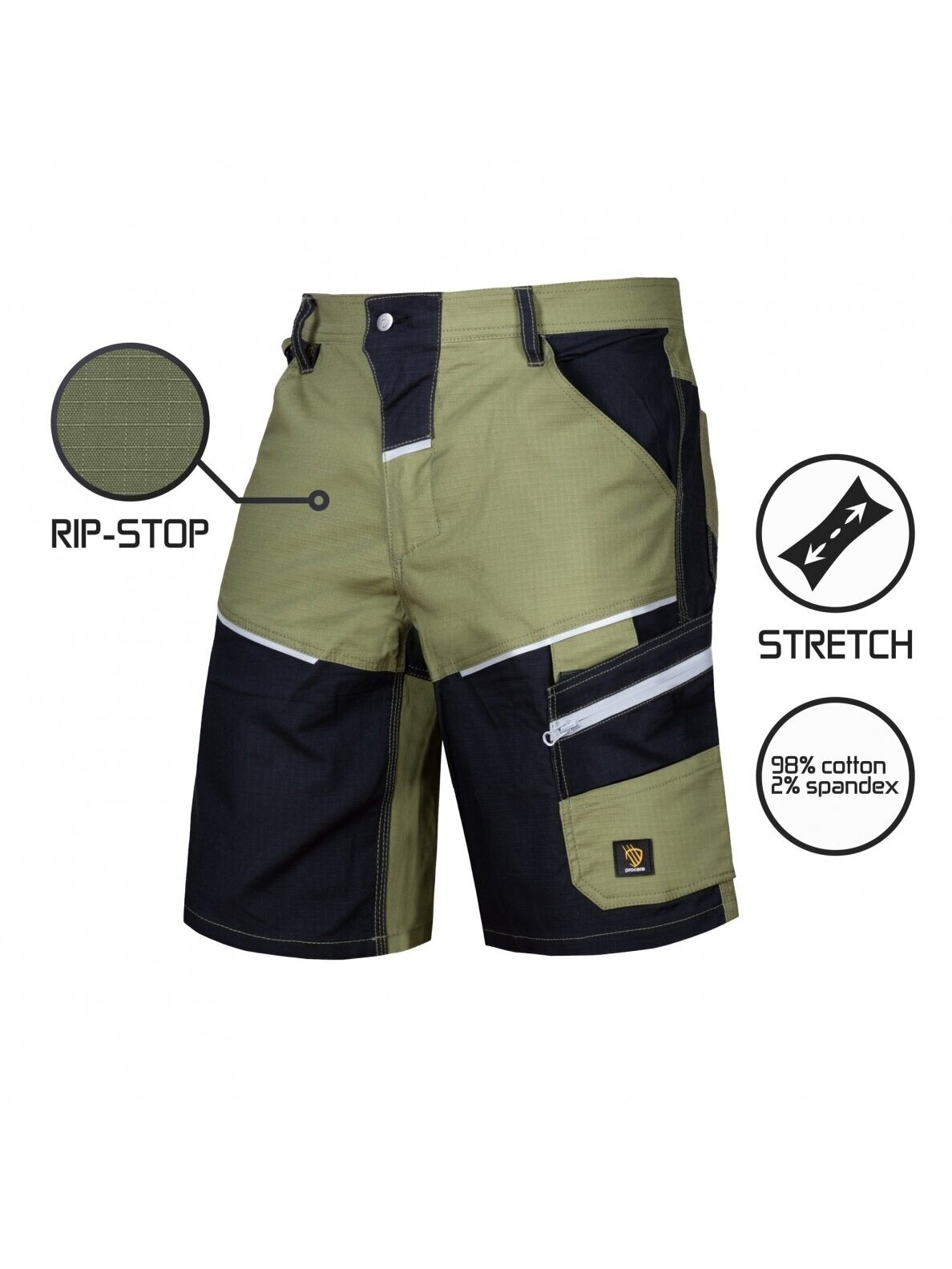 Šortai LANDER SPANDEX rip-stop GREEN Šortai LANDER SPANDEX rip-stop GREEN